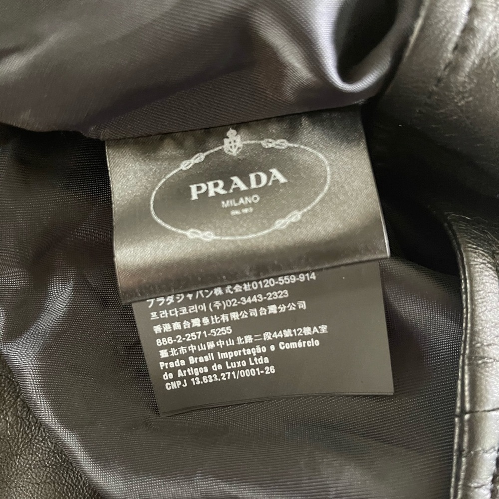 PRADA Oversized Black Biker Leather Jacket Size 42 - Picture 7 of 13